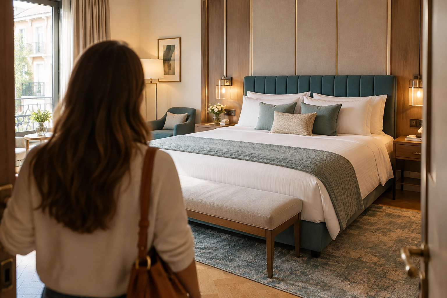 Bildillustration eines Gastes im Hotelzimmer